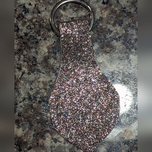 Pink sparkle keyring handmade